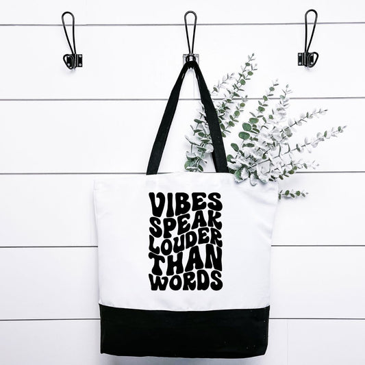 Vibes Speak Louder Than Words Tote Bag Harlow Boutique Official Online Store 