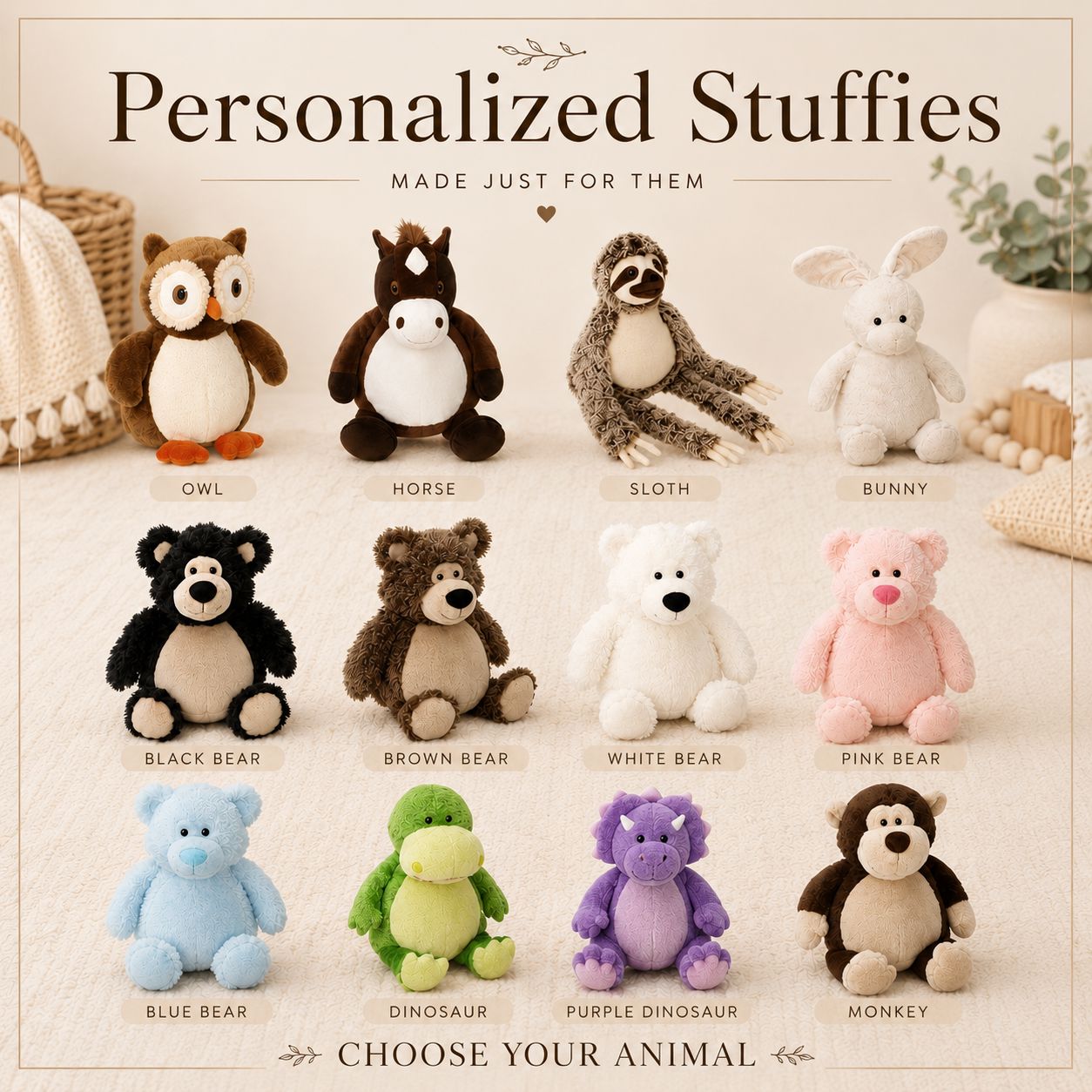 Name Embroidered Stuffed Animal Stuffed Animal Harlow Boutique Official Online Store 