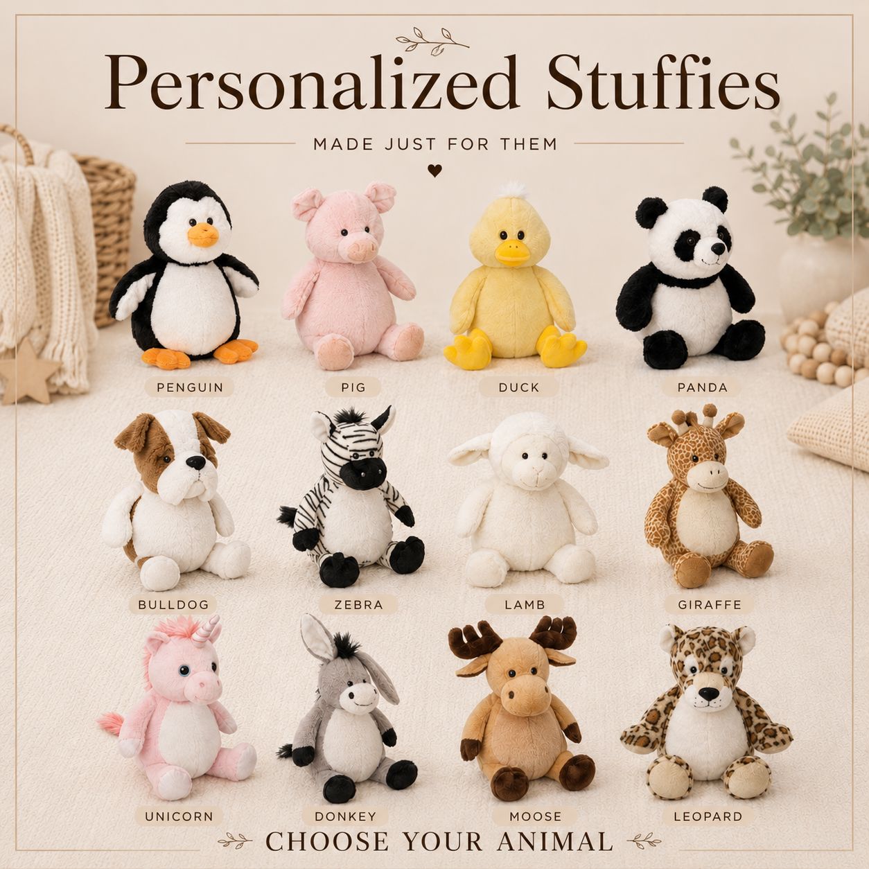 Name Embroidered Stuffed Animal Stuffed Animal Harlow Boutique Official Online Store 