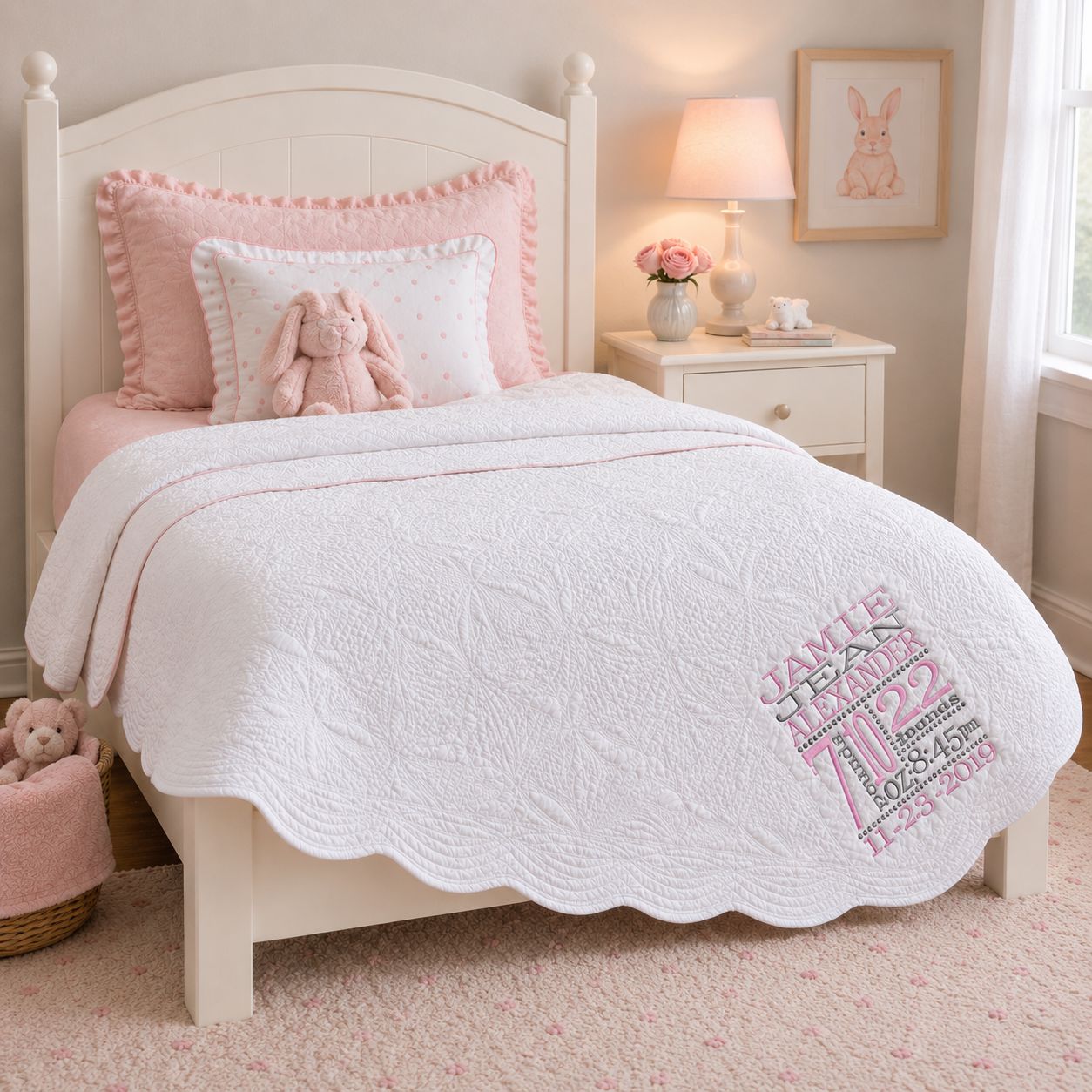 Embroidered Birth Stat Quilt Heirloom Quilt Harlow Boutique Official Online Store 