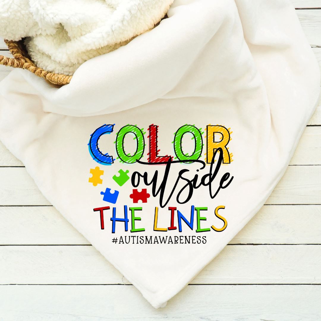 Autism Color Outside the Lines Blanket Blankets Harlow Boutique Official Online Store 