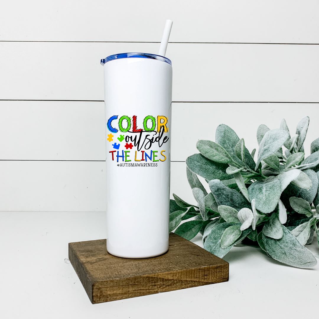 AUTISM COLOR OUTSIDE THE LINES TALL TUMBLER Tumblers Harlow Boutique Official Online Store 