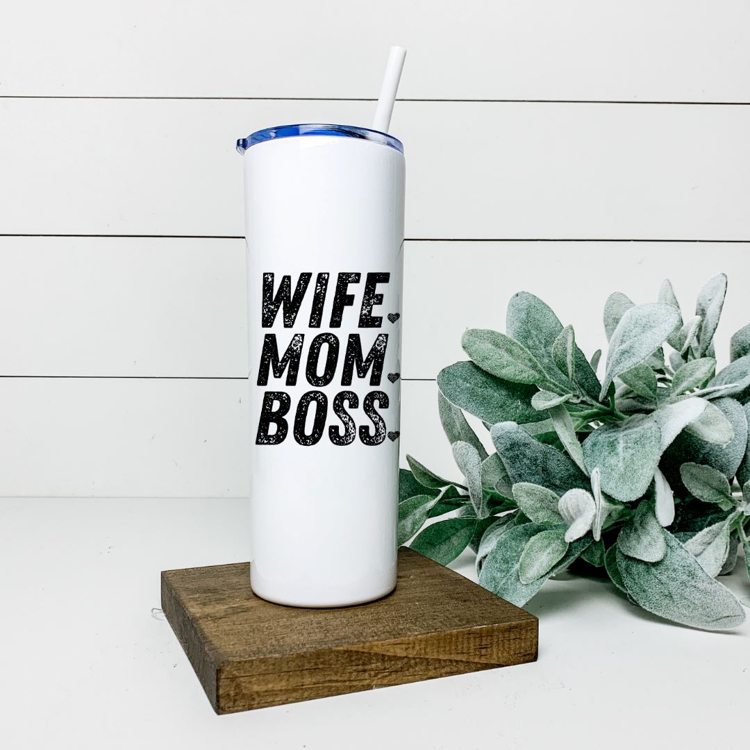 WIFE MOM BOSS TALL TUMBLER Tumblers Harlow Boutique Official Online Store 