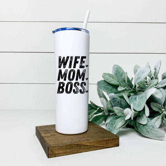 WIFE MOM BOSS TALL TUMBLER Tumblers Harlow Boutique Official Online Store 