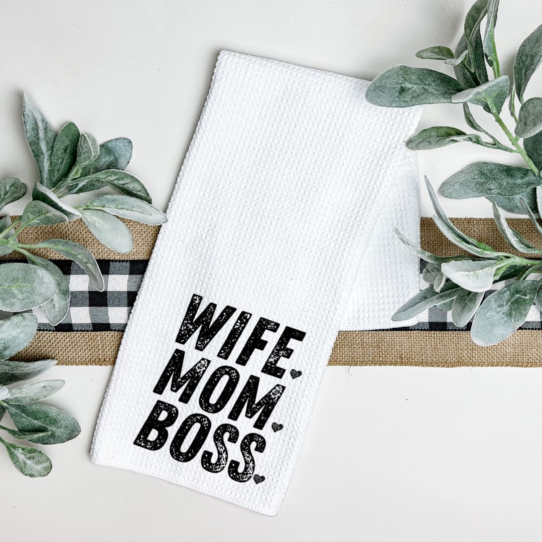 WIFE MOM BOSS TEA TOWEL Harlow Boutique Official Online Store 