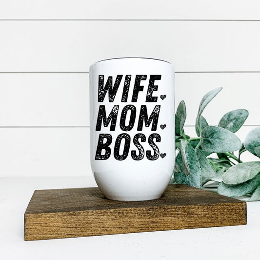 WIFE MOM BOSS WINE TUMBLER Harlow Boutique Official Online Store 