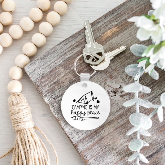 CAMPING IS MY HAPPY PLACE KEYCHAIN Harlow Boutique Official Online Store 