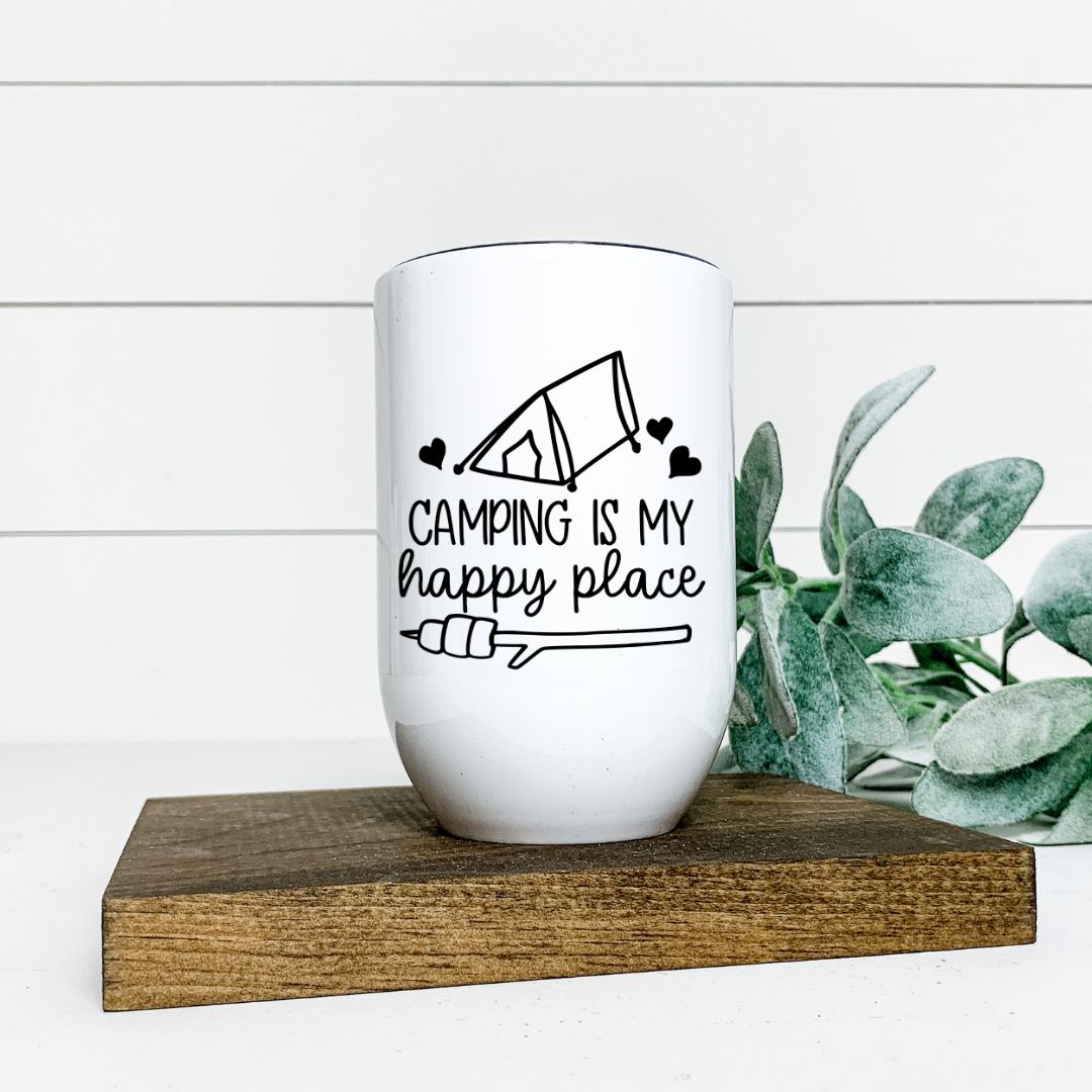 CAMPING IS MY HAPPY PLACE WINE TUMBLER Harlow Boutique Official Online Store 