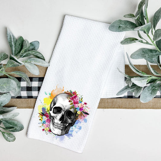 WATERCOLOR SKULL TEA TOWEL Harlow Boutique Official Online Store 