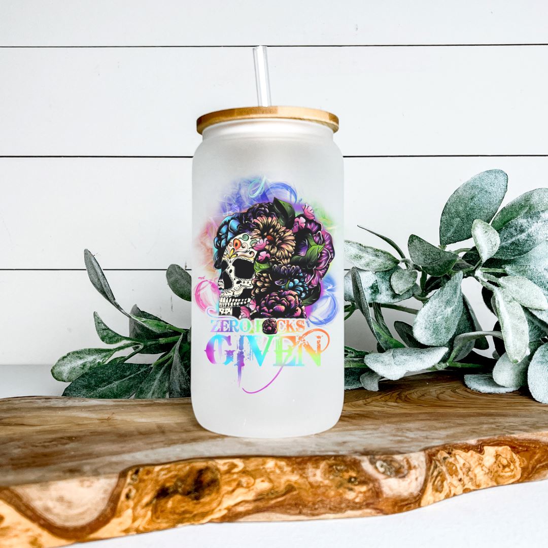 ZERO FUCKS GIVEN GLASS JAR TUMBLER Harlow Boutique Official Online Store 