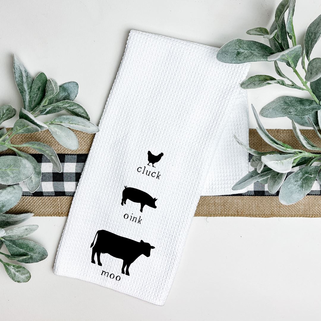 CLUCK OINK MOO TEA TOWEL Harlow Boutique Official Online Store 