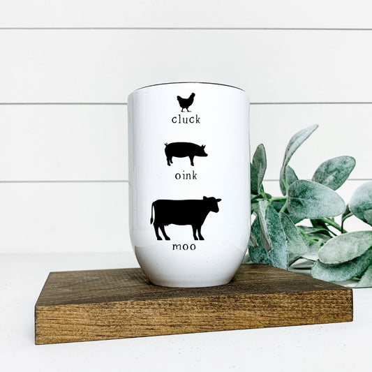 CLUCK OINK MOO WINE TUMBLER Harlow Boutique Official Online Store 