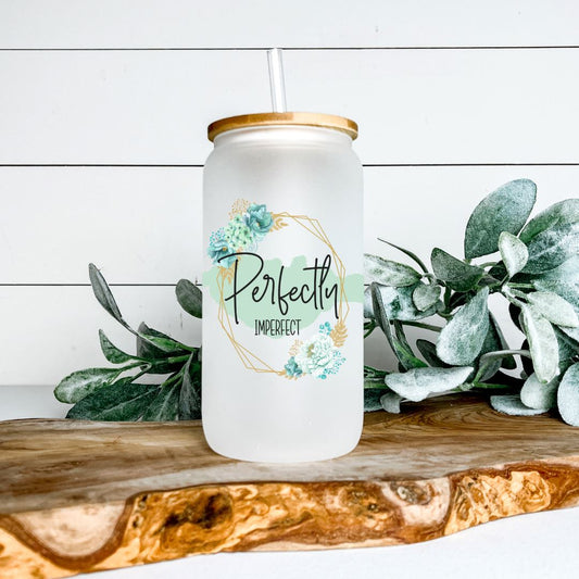 PERFECTLY IMPERFECT FROSTED GLASS JAR TUMBLER Harlow Boutique Official Online Store 