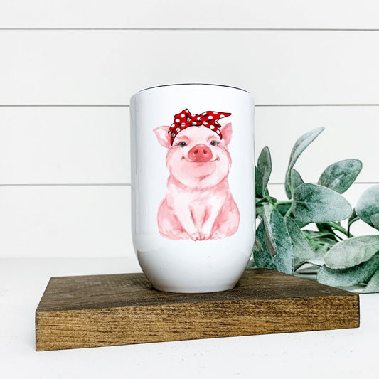 PIG WITH BANDANA WINE TUMBLER Harlow Boutique Official Online Store 