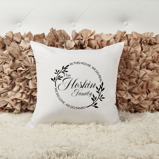 FAMILY NAME - IN THIS HOUSE WE DO REAL PILLOW Harlow Boutique Official Online Store 