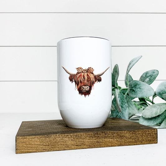 HIGHLAND COW LEOPARD HEADBAND WINE TUMBLER Harlow Boutique Official Online Store 