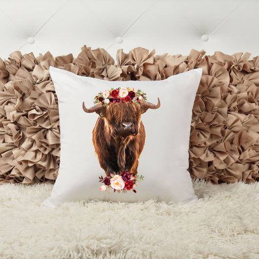 FLORAL HIGHLAND COW PILLOW Harlow Boutique Official Online Store 