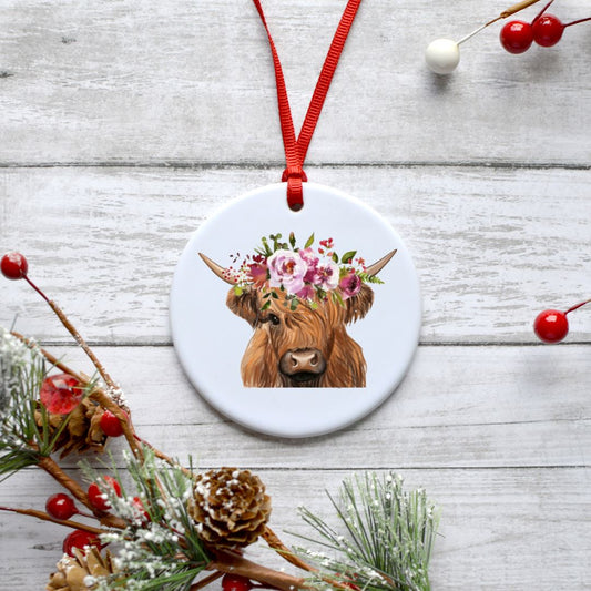 FLORAL HIGHLAND COW ORNAMENT Harlow Boutique Official Online Store 