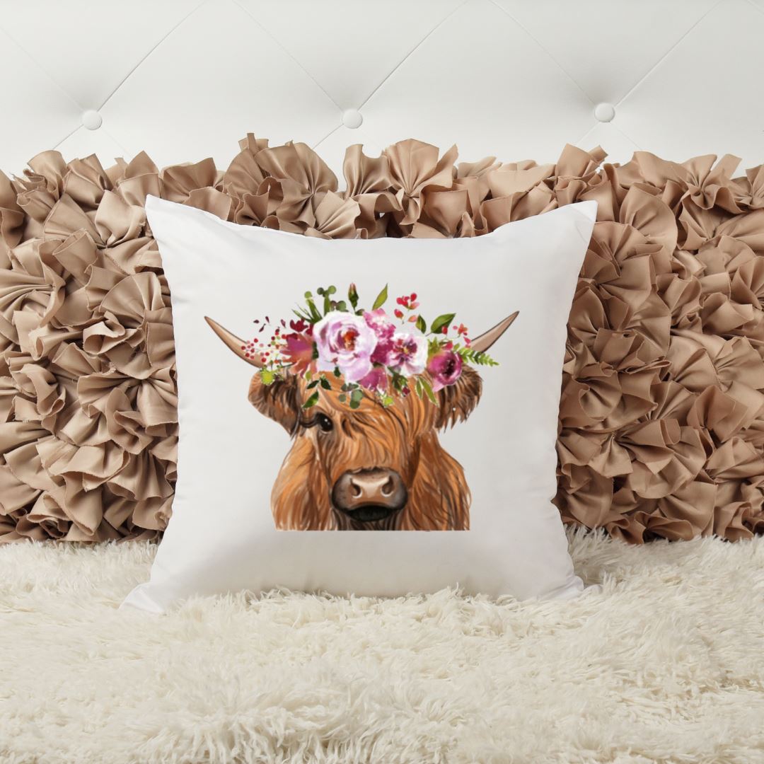 FLORAL HIGHLAND COW PILLOW Harlow Boutique Official Online Store 