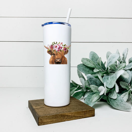 HIGHLAND COW FLORAL TALL TUMBLER Tumblers Harlow Boutique Official Online Store 