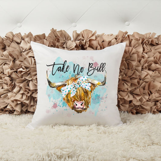 TAKE NO BULL HIGHLAND COW PILLOW Harlow Boutique Official Online Store 