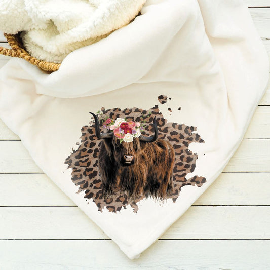 Highland Cow Leopard Floral Blanket Blankets Harlow Boutique Official Online Store 