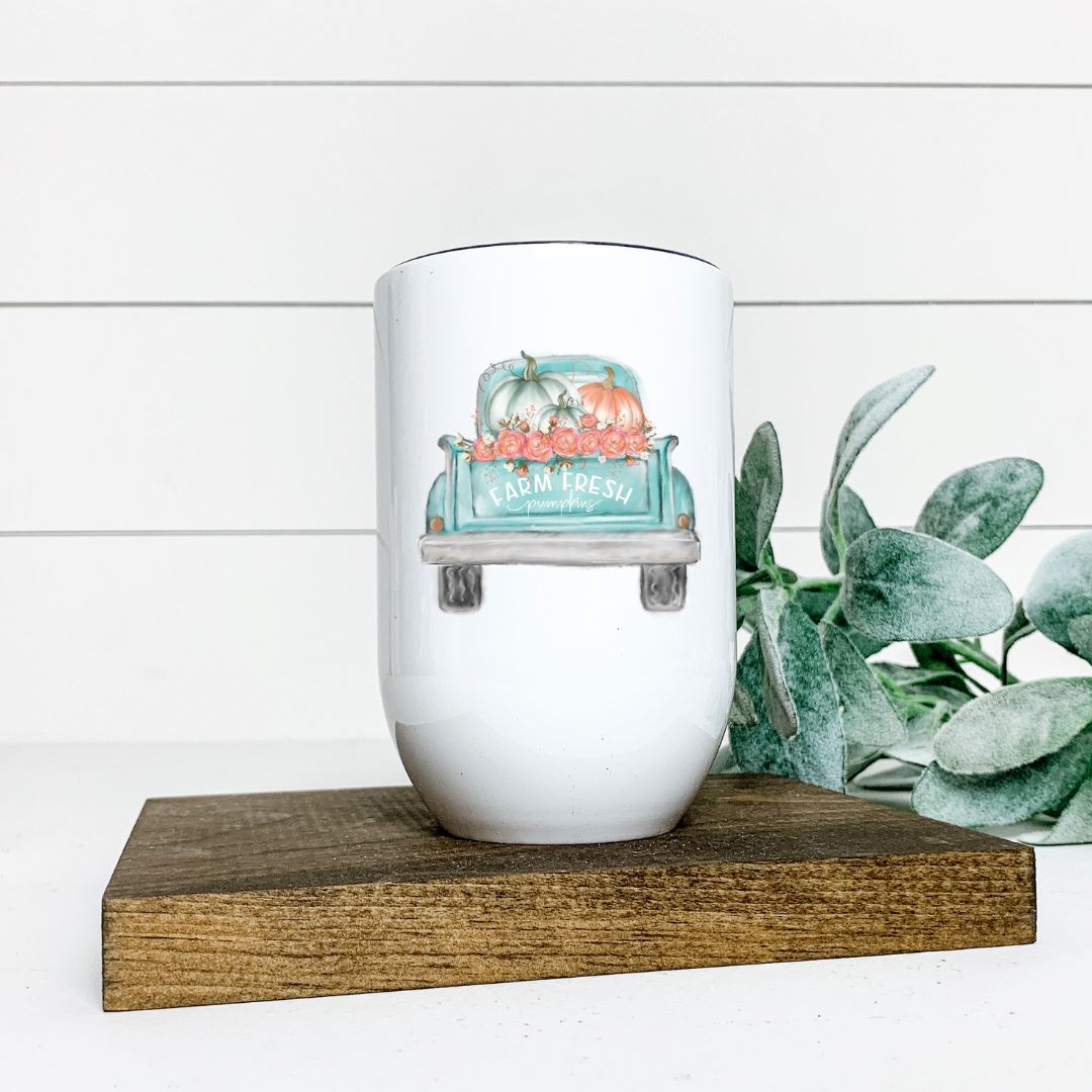 FARM FRESH PUMPKINS VINTAGE TRUCK WINE TUMBLER Harlow Boutique Official Online Store 