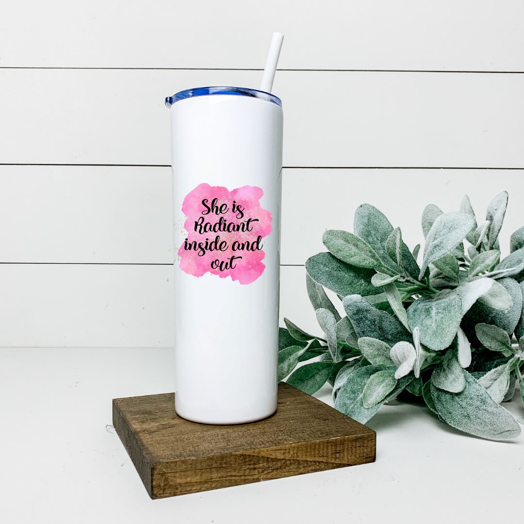 SHE IS RADIANT INSIDE AND OUT TALL TUMBLER Tumblers Harlow Boutique Official Online Store 