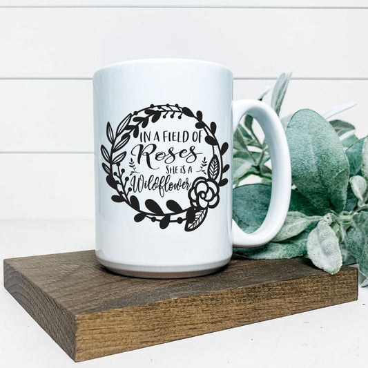 IN A FIELD OF ROSES SHES A WILDFLOWER MUG Harlow Boutique Official Online Store 