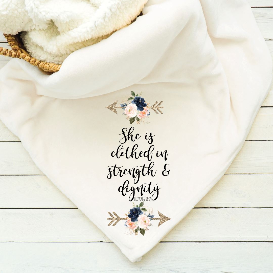 She Is Clothed In Strength And Dignity Blanket Blankets Harlow Boutique Official Online Store 