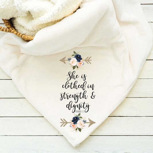 She Is Clothed In Strength And Dignity Blanket Blankets Harlow Boutique Official Online Store 