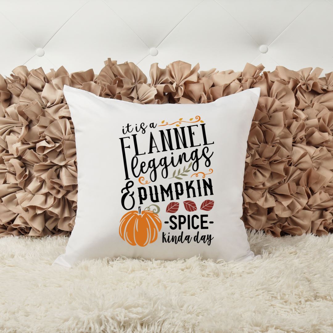 ITS A FLANNEL LEGGINGS AND PUMPKIN SPICE KINDA DAY PILLOW Harlow Boutique Official Online Store 