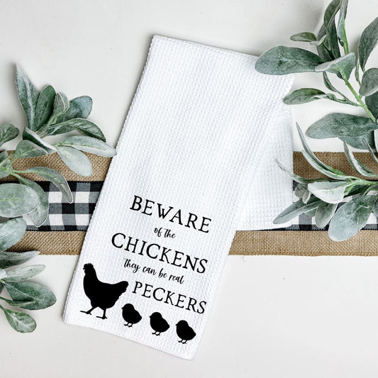 BEWARE OF THE CHICKENS TEA TOWEL Harlow Boutique Official Online Store 