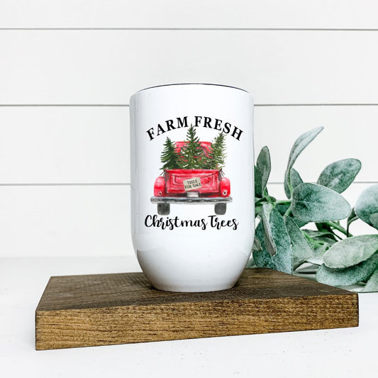 FARM FRESH CHRISTMAS TREES WINE TUMBLER Harlow Boutique Official Online Store 