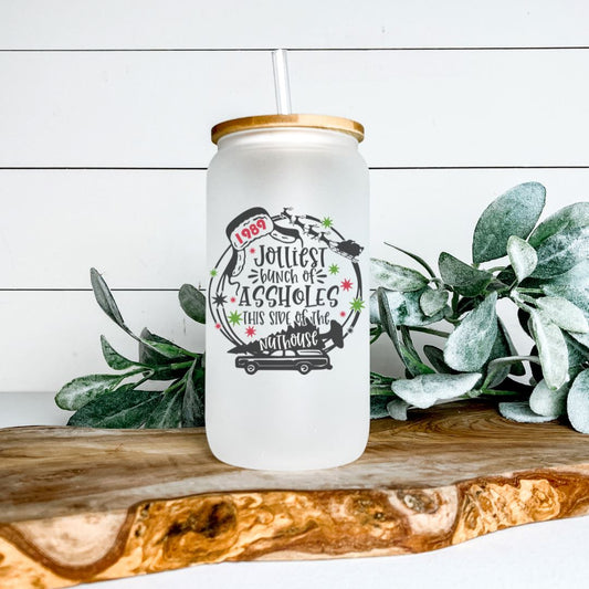 JOLLIEST BUNCH OF ASSHOLES THIS SIDE OF THE NUTHOUSE GLASS JAR TUMBLER Harlow Boutique Official Online Store 