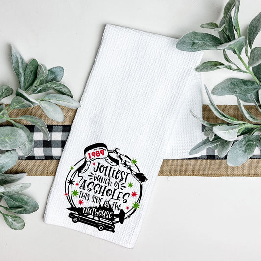 JOLLIEST BUNCH OF ASSHOLES THIS SIDE OF THE NUTHOUSE TEA TOWEL Harlow Boutique Official Online Store 