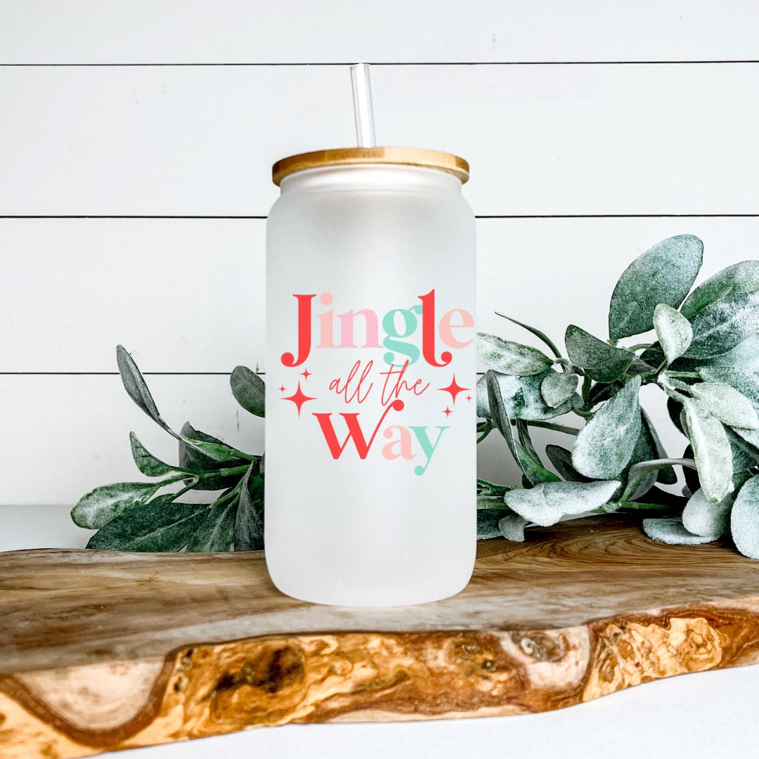 JINGLE ALL THE WAY GLASS JAR TUMBLER Harlow Boutique Official Online Store 