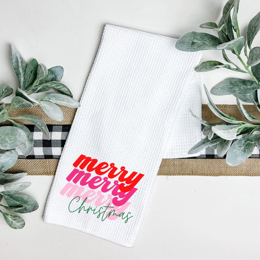 MERRY MERRY MERRY CHRISTMAS TEA TOWEL Harlow Boutique Official Online Store 