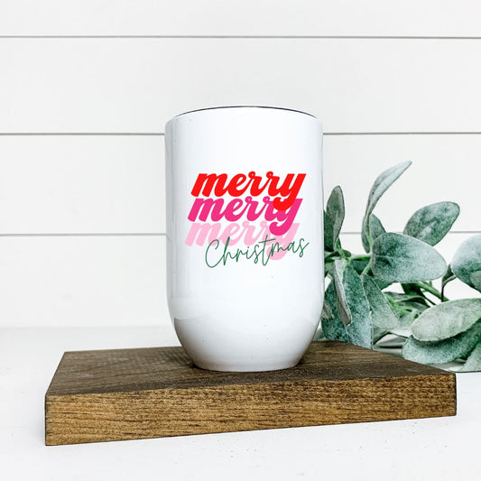 MERRY MERRY MERRY CHRISTMAS WINE TUMBLER Harlow Boutique Official Online Store 