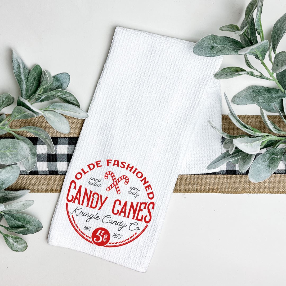 OLDE FASHIONED CANDY CANES TEA TOWEL Harlow Boutique Official Online Store 