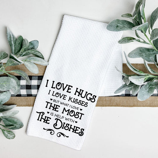 I LOVE HUGS I LOVE KISSES TEA TOWEL Harlow Boutique Official Online Store 