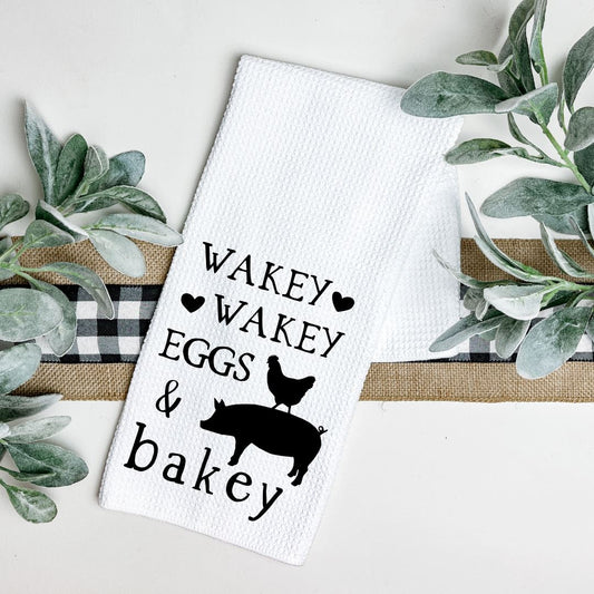 WAKEY WAKEY EGGS AND BAKEY TEA TOWEL Harlow Boutique Official Online Store 