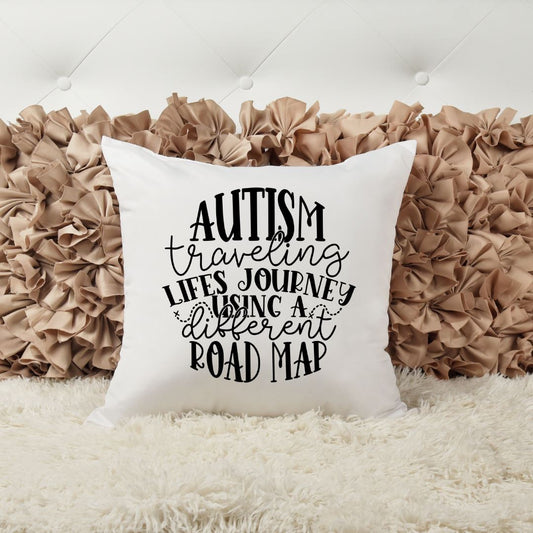 AUTISM TRAVELLING LIFES JOURNEY USING A DIFFERENT ROAD MAP PILLOW Harlow Boutique Official Online Store 