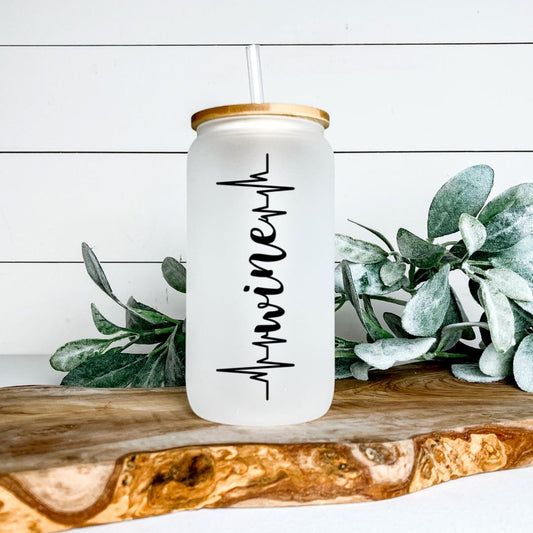 WINE HEARTBEAT FROSTED GLASS JAR TUMBLER Harlow Boutique Official Online Store 