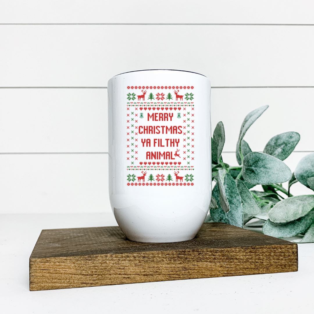 MERRY CHRISTMAS YA FILTHY ANIMAL WINE TUMBLER Harlow Boutique Official Online Store 