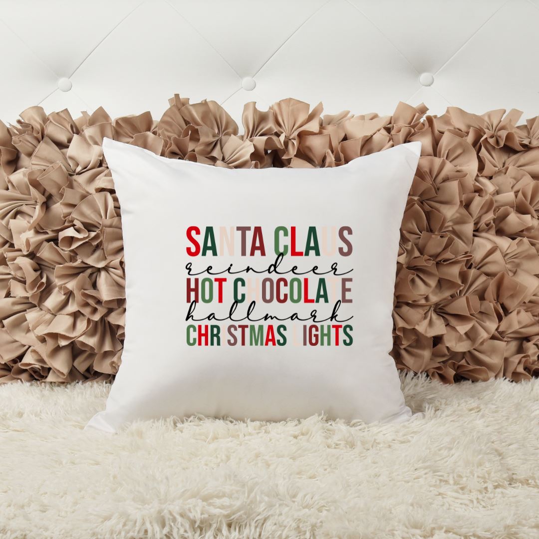 SANTA CLAUS REINDEER HOT CHOCOLATE CHRISTMAS LIGHTS PILLOW Harlow Boutique Official Online Store 