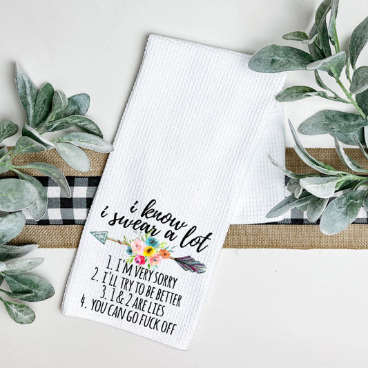 I KNOW I SWEAR A LOT TEA TOWEL Harlow Boutique Official Online Store 