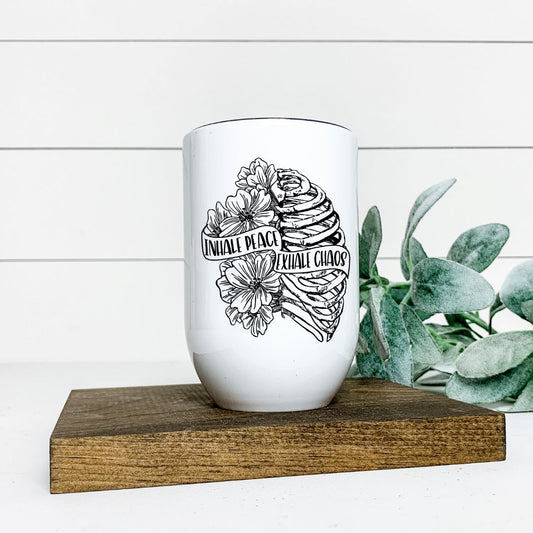 INHALE PEACE EXHALE CHAOS WINE TUMBLER Harlow Boutique Official Online Store 