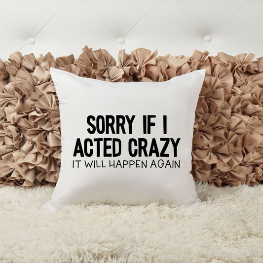 SORRY IF I ACTED CRAZY IT WILL HAPPEN AGAIN PILLOW Harlow Boutique Official Online Store 