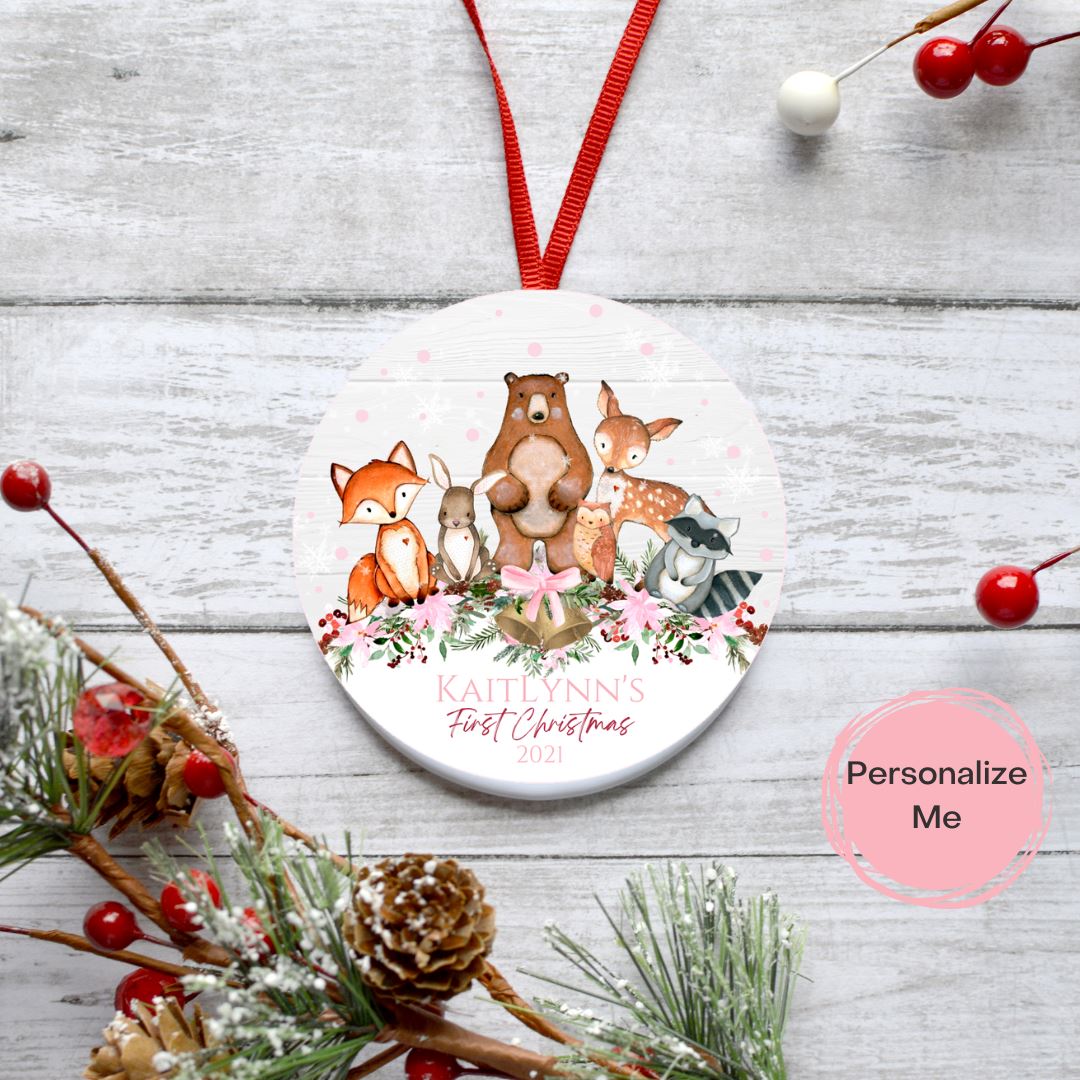 FIRST CHRISTMAS GIRL FOREST ANIMALS ORNAMENT Harlow Boutique Official Online Store 